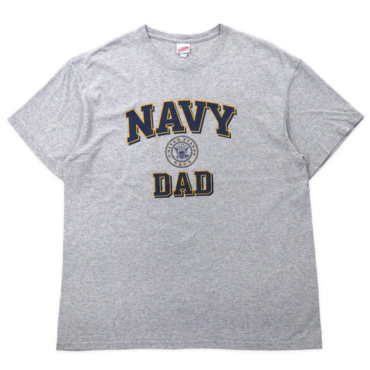 日本然リトテ-古着オンライン-US NAVY DAD プリントTシャツ XL グレー コットン ミリタリー SOFFEボディ ビッグサイズ-