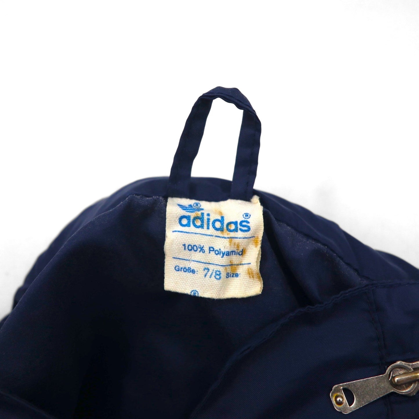 Adidas 1970s Nylon Parka Jacket, Size XL, Navy, with Hood Storage, Made in Former Yugoslavia