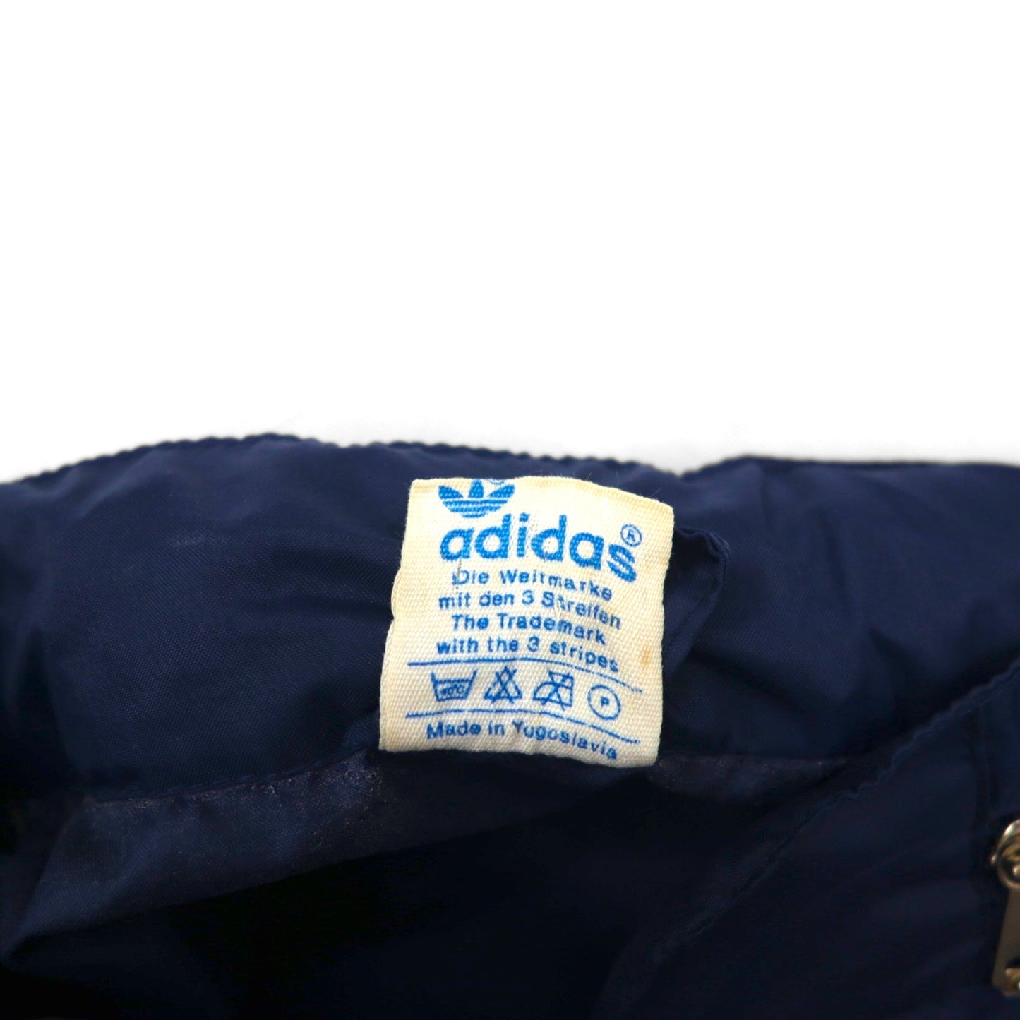Adidas 1970s Nylon Parka Jacket, Size XL, Navy, with Hood Storage, Made in Former Yugoslavia