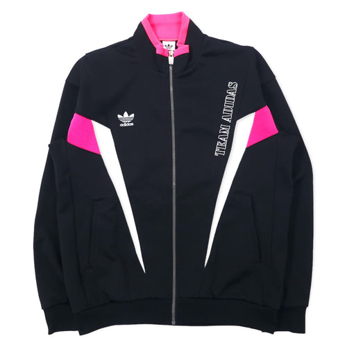 日本然リトテ-古着オンライン-adidas 90年代 デサント社製 トラックジャケット ジャージ XO ブラック ポリエステル トレフォイルロゴ 日本製-adidas 90's Descente Made Track Jacket Jersey XO Black Polyester Trefoil Logo Made in Japan