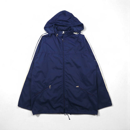 Adidas 1970s Nylon Parka Jacket, Size XL, Navy, with Hood Storage, Made in Former Yugoslavia