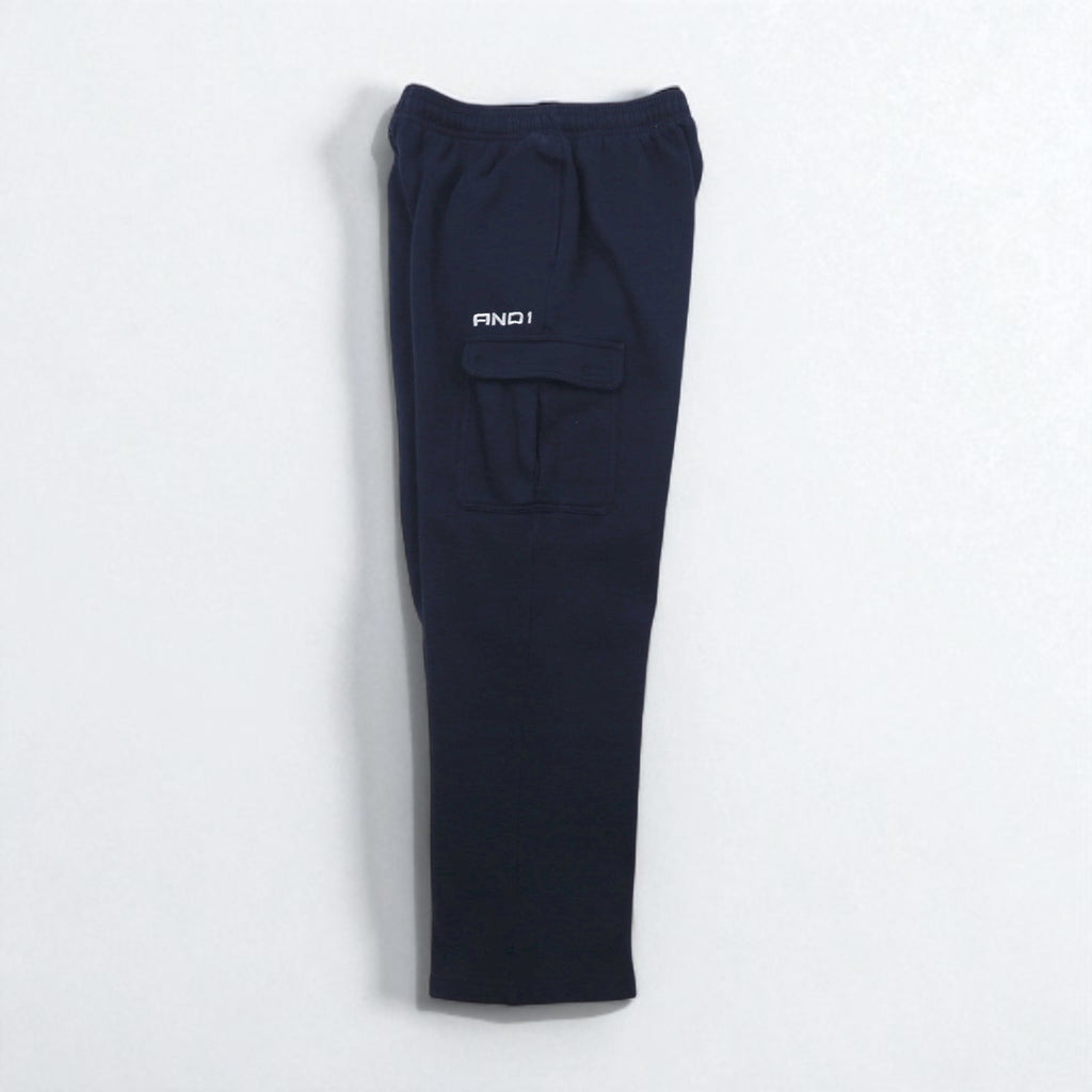 AND1 90s Wide-leg Sweatpants, Baggy Cargo Pants, Size M, Navy, Cotton