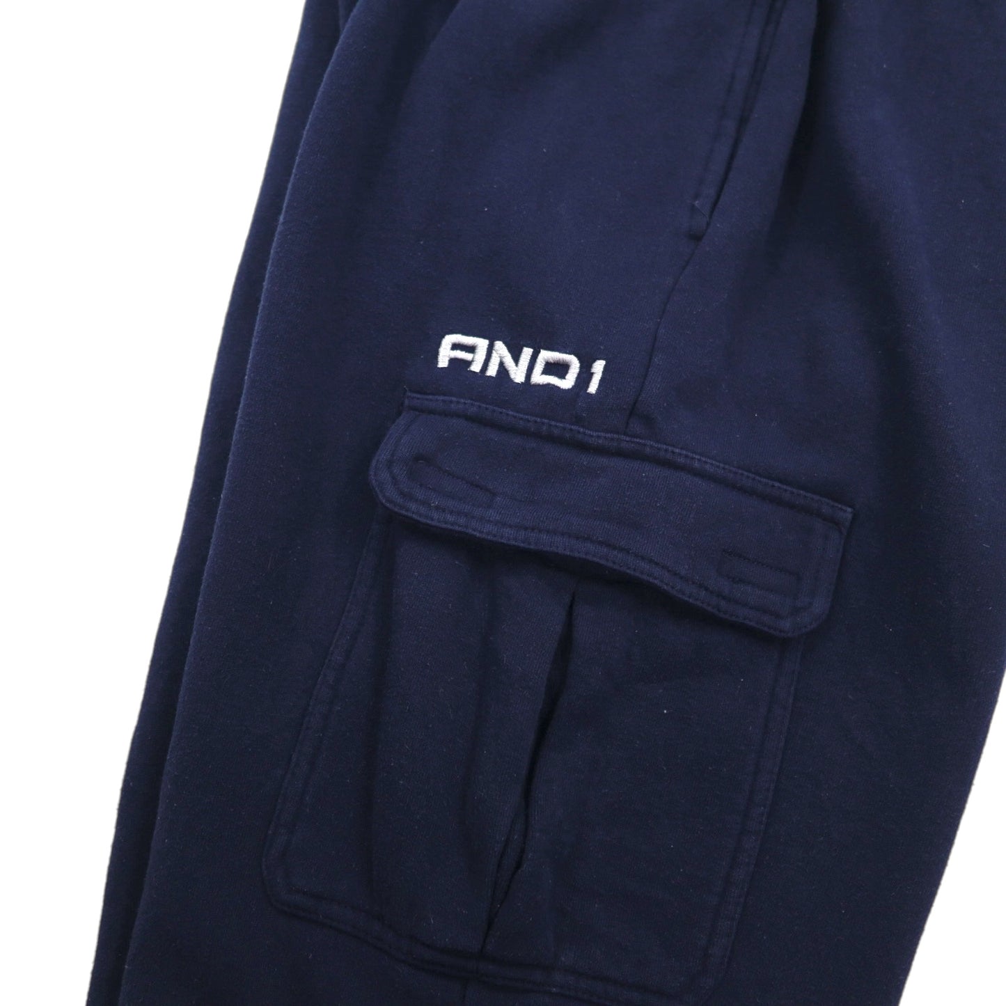 AND1 90s Wide-leg Sweatpants, Baggy Cargo Pants, Size M, Navy, Cotton