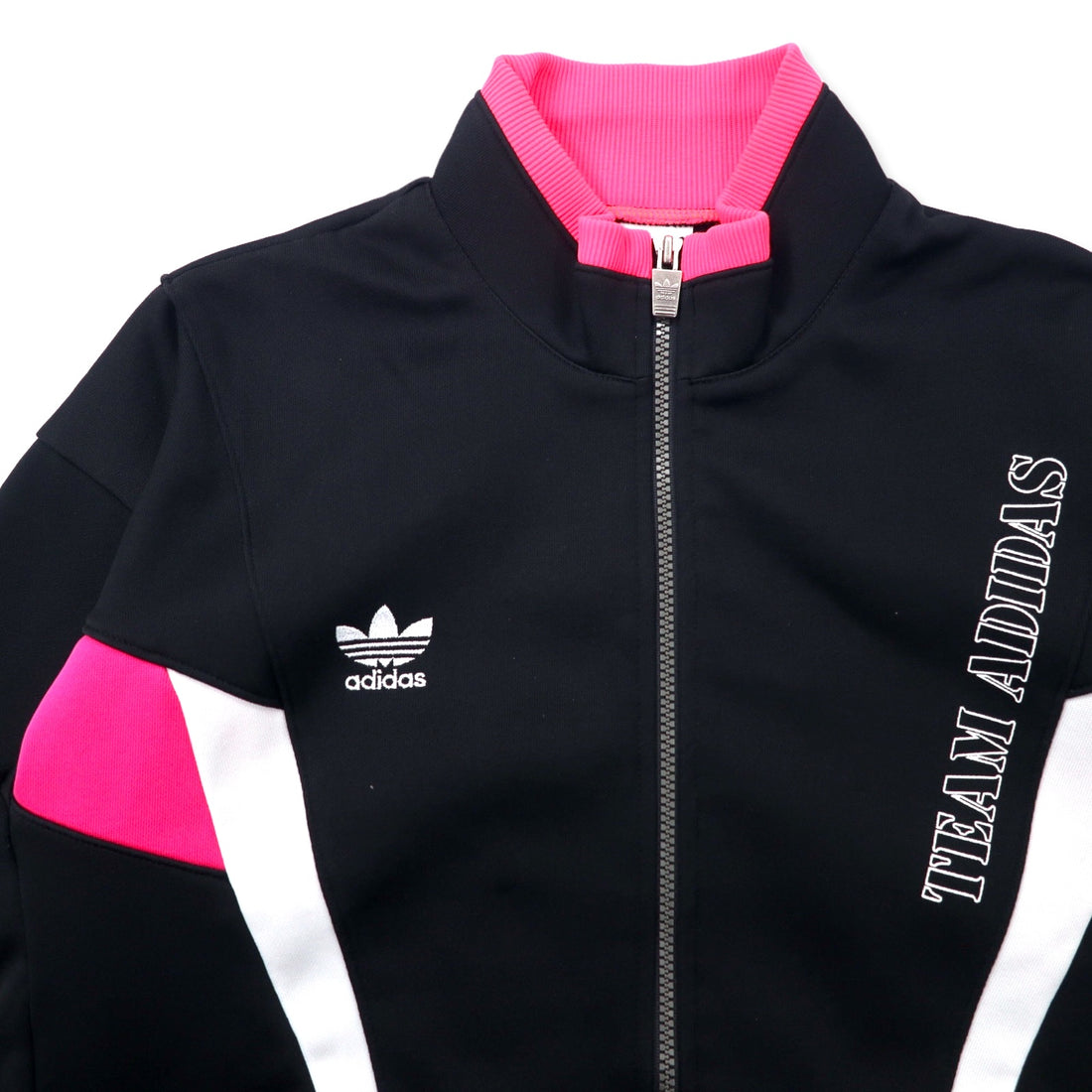 adidas 90s Descente Track Jacket Jersey XO Black Polyester Trefoil Logo Made in Japan