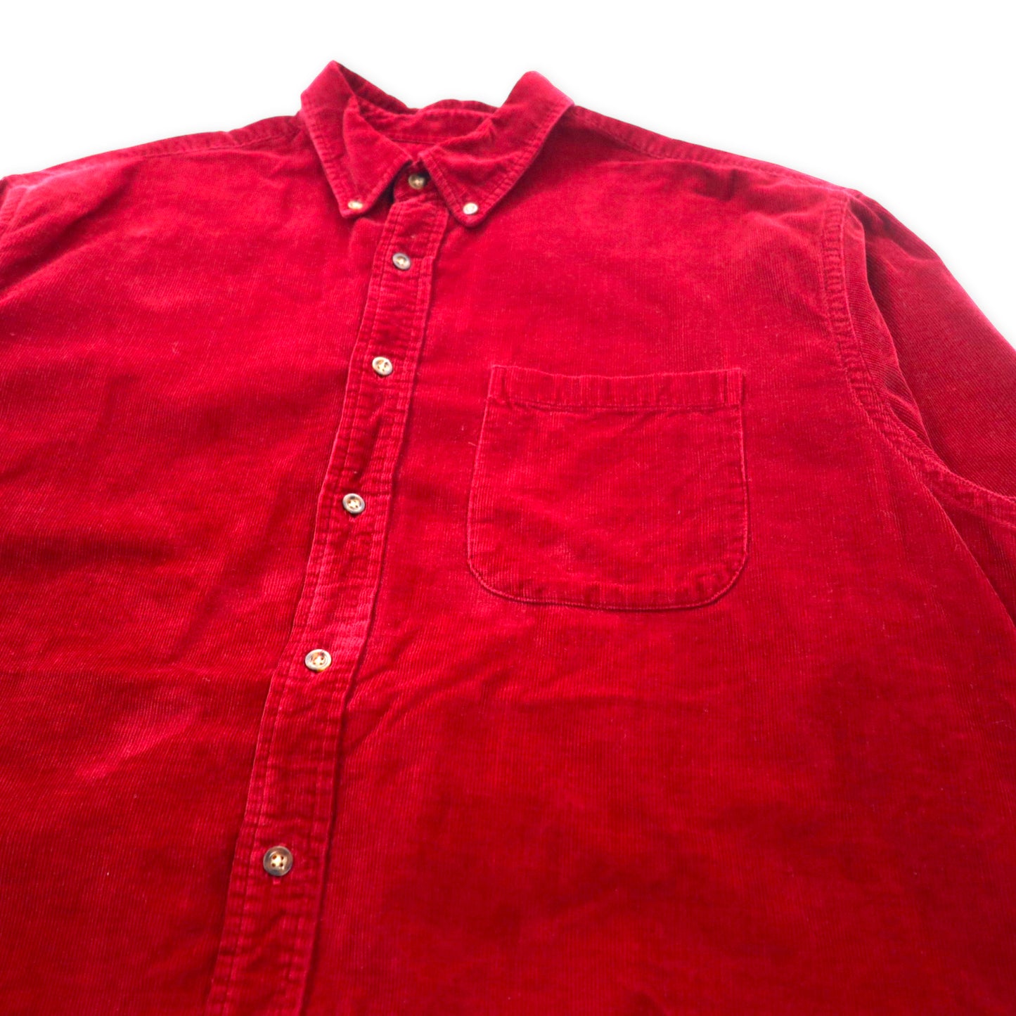 Eddie Bauer 90年代 コーデュロイ ボタンダウンシャツ L レッド コットン ビッグサイズ