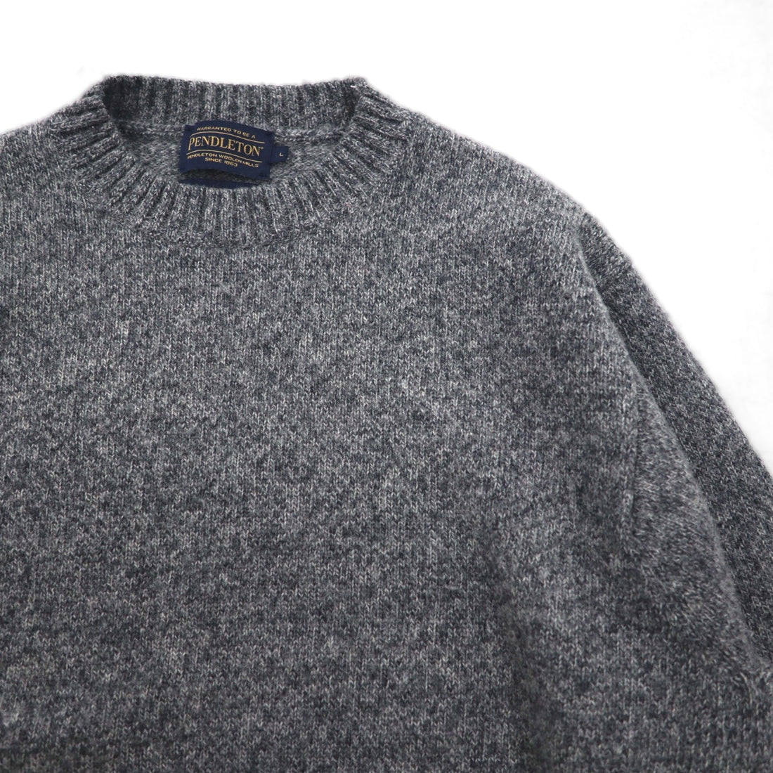 PENDLETON シェットランドウール クルーネック ニット セーター L グレー SHETLAND WASHABLE WOOL AF632-61322