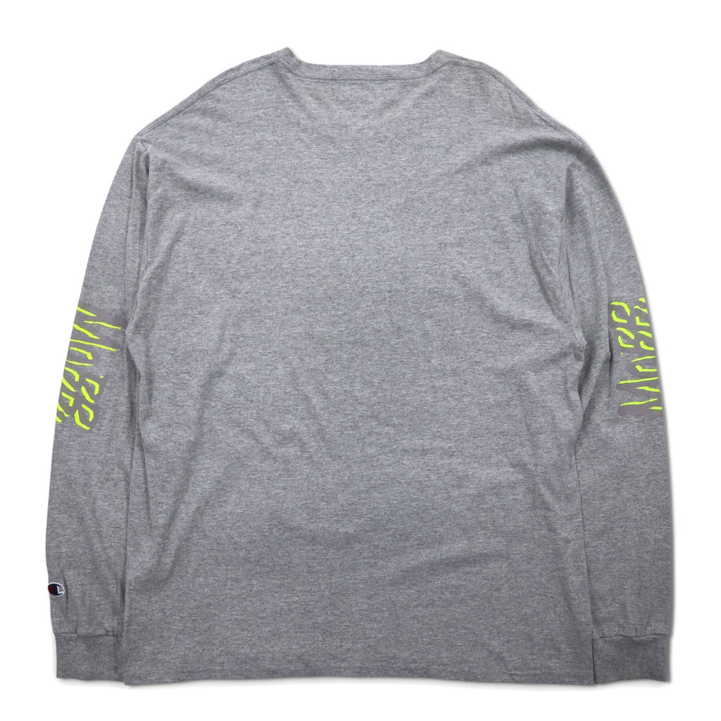 MOBB. × Champion ロングスリーブ Tシャツ ロンT XL グレー 袖プリント エルサルバドル製