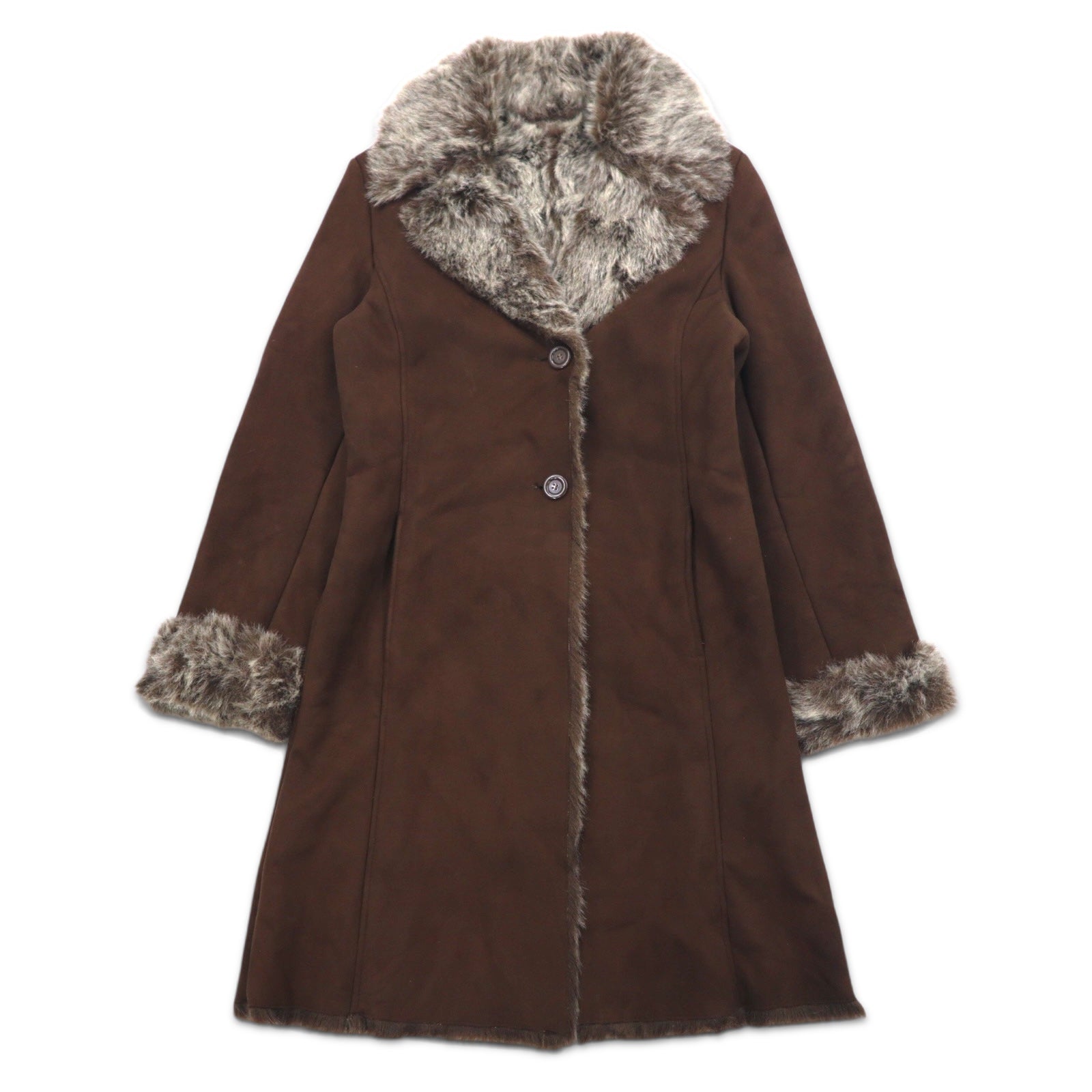 日本然リトテ-古着オンライン-90年代 MARVIN RICHARDS ムートンコート M ブラウン ポリエステル フェイク エコ ファー-