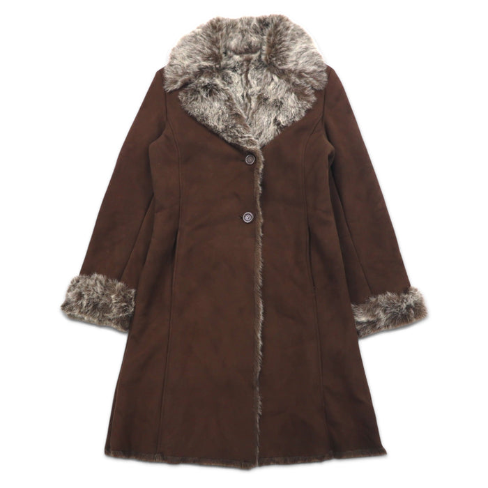 90s Vintage Faux Shearling Coat MARVIN RICHARDS ムートンコート M ブラウン ポリエステル フェイク エコ ファー