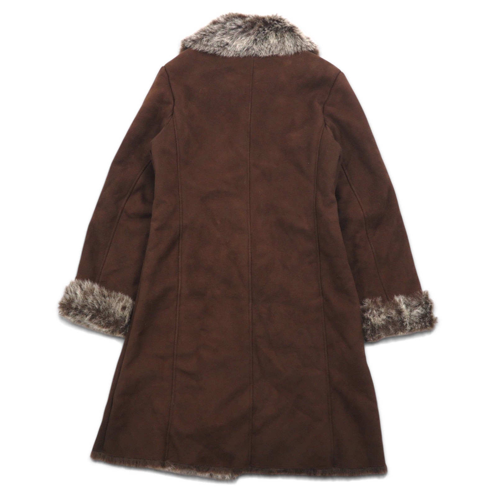 90s Vintage Faux Shearling Coat MARVIN RICHARDS Shearling Coat M Brown Polyester Faux Eco Fur