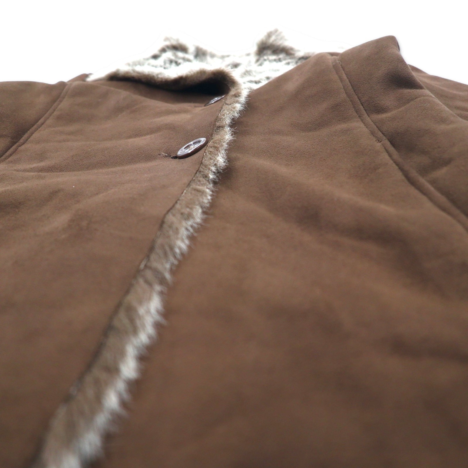 90s Vintage Faux Shearling Coat MARVIN RICHARDS Shearling Coat M Brown Polyester Faux Eco Fur