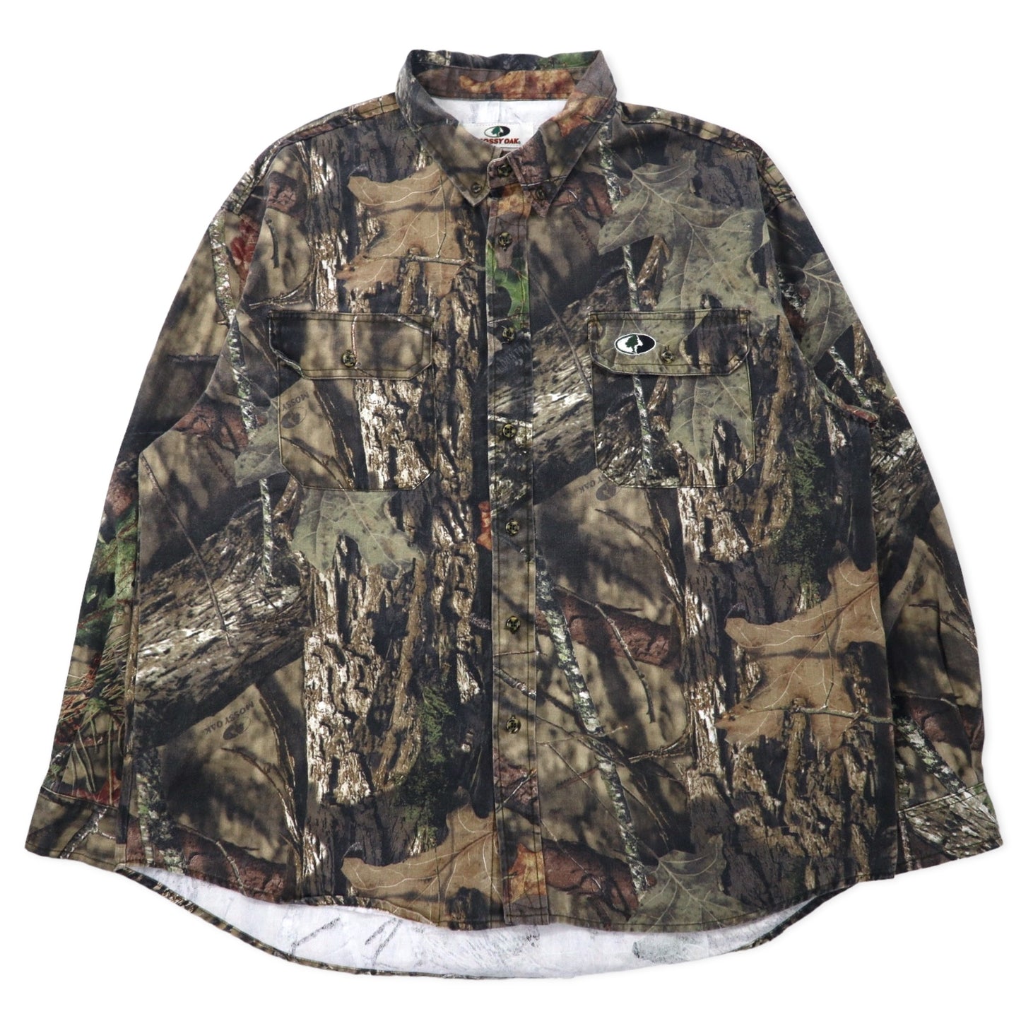 MOSSY OAK リアルツリーカモ ハンティングシャツ ボタンダウンシャツ XL カーキ コットン ビッグサイズ