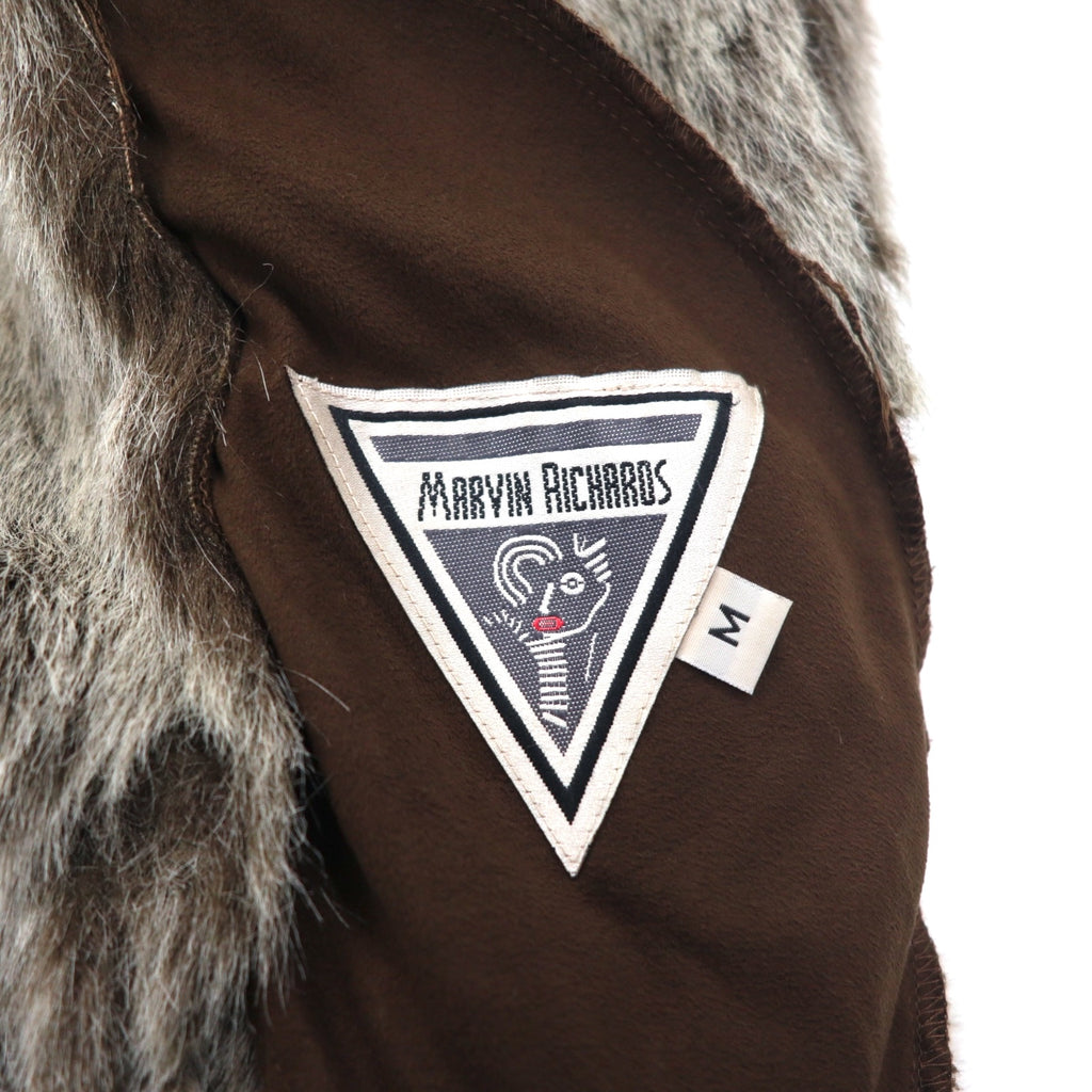90s Vintage Faux Shearling Coat MARVIN RICHARDS Shearling Coat M Brown Polyester Faux Eco Fur