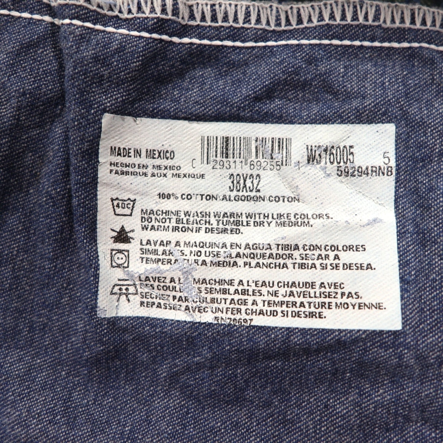 Dickies ペインター デニムパンツ XL インディゴ ブルー コットン 裏地チェック 59294 メキシコ製