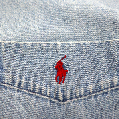 Polo Ralph Lauren 90年代 BIG SHIRT ボタンダウン デニム シャツ 2XL インディゴ 胸ポケット スモールポニー刺繡