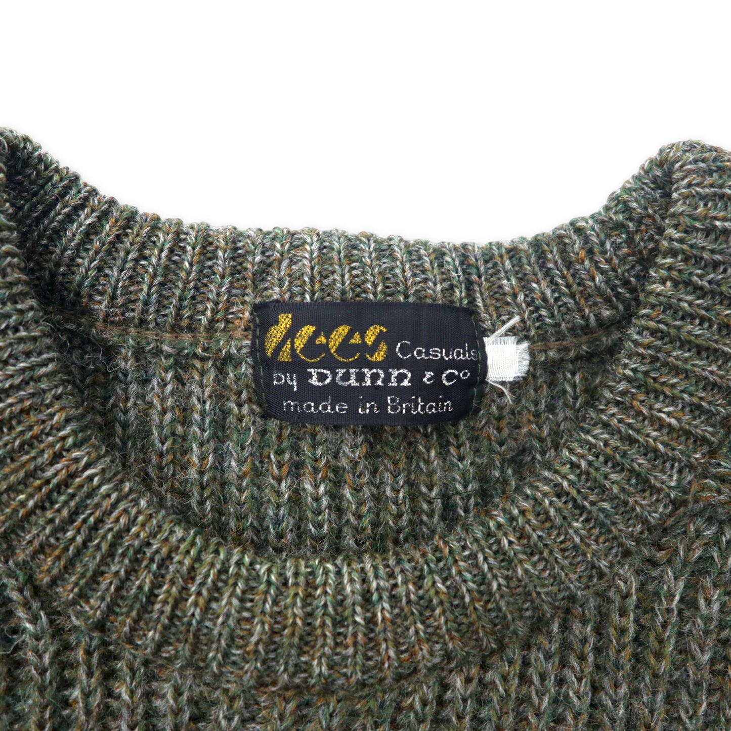 Vintage British Knit Sweater イギリス製 ケーブルニット セーター L カーキ ウール dees casuals by Dunn & Co