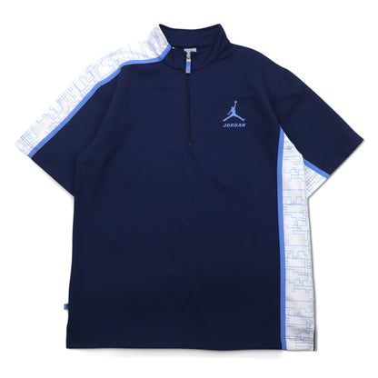 JORDAN BRAND (NIKE) Jumpman Half Zip Game Shirt L Navy Logo Print Big Size
