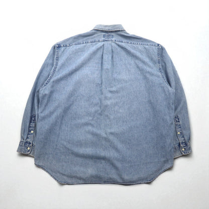 Polo Ralph Lauren 90年代 BIG SHIRT ボタンダウン デニム シャツ 2XL インディゴ 胸ポケット スモールポニー刺繡