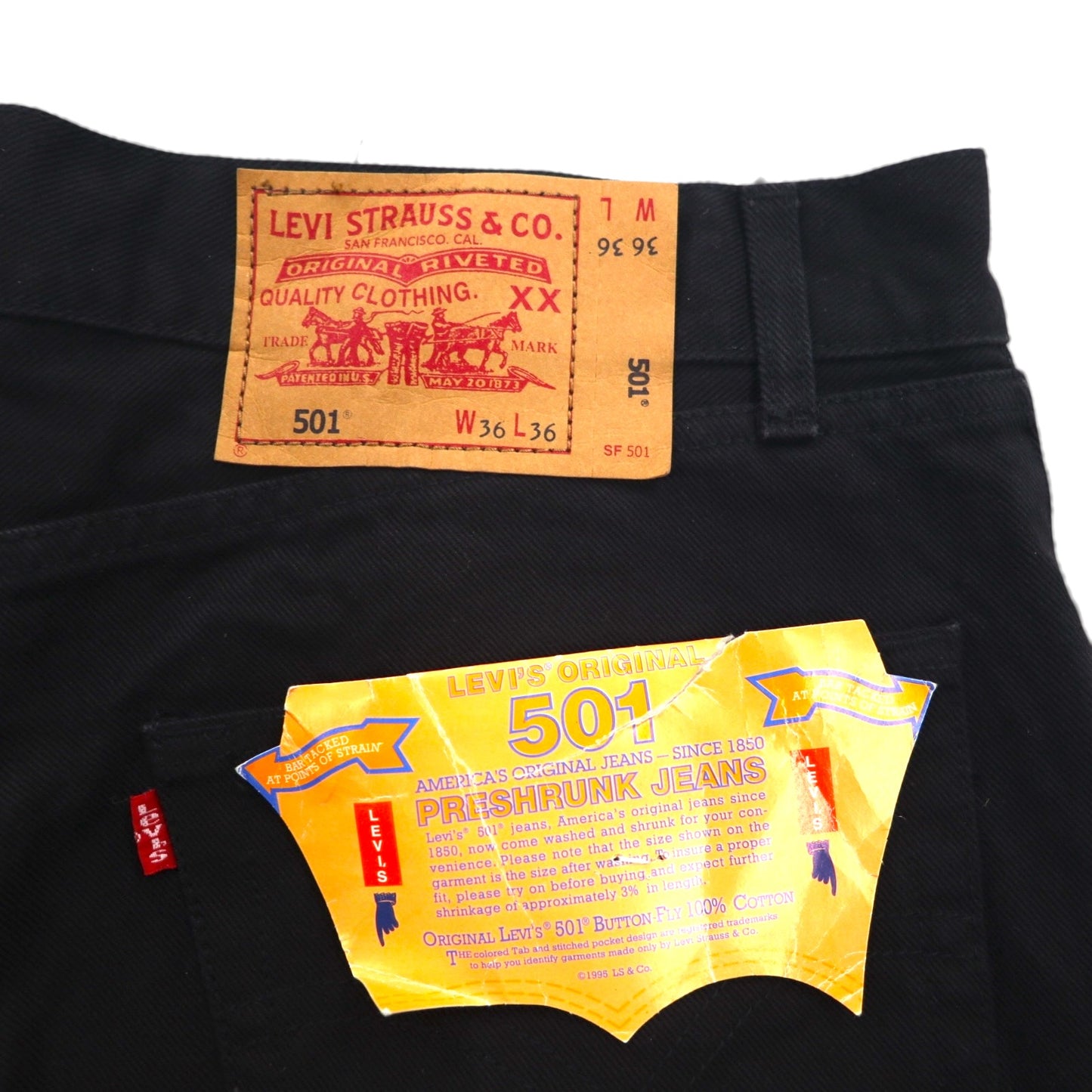 Levi's 90s 501 Straight Denim Jeans, Size L, Black Denim, Unused, Deadstock