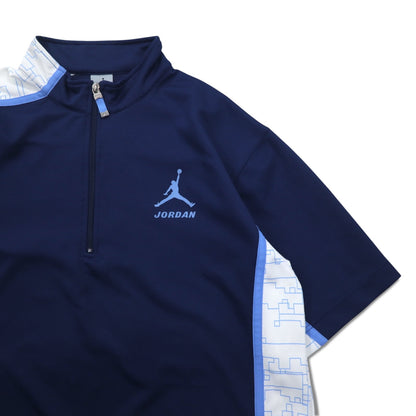 JORDAN BRAND (NIKE) Jumpman Half Zip Game Shirt L Navy Logo Print Big Size