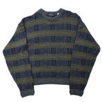 YVES SAINT LAURENT pour homme knit sweater M gray all over pattern check wool old