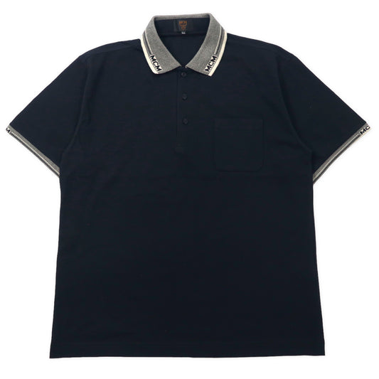 日本然リトテ-古着オンライン-MCM ポロシャツ L ブラック コットン ワンポイントロゴ 日本製-MCM Polo Shirt L Black Cotton One Point Logo Japan MADE