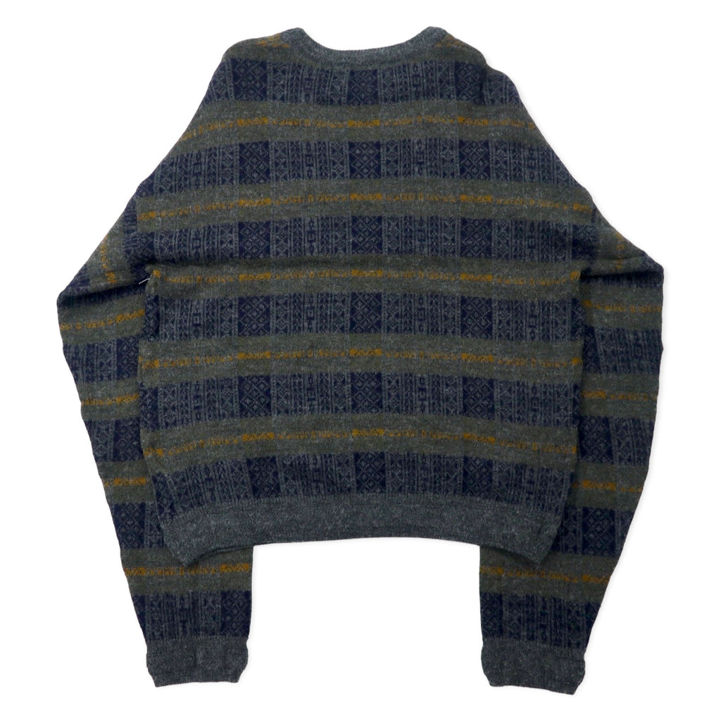 YVES SAINT LAURENT pour homme knit sweater M gray all over pattern check wool old