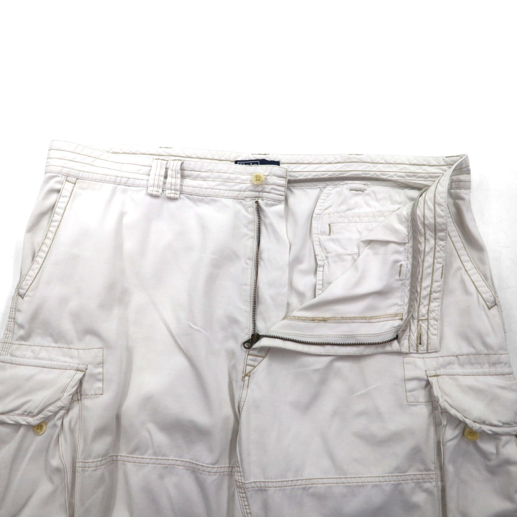 Polo by Ralph Lauren 90s Oversized Polo Chino Baggy Short Cargo Pants, 3XL, White, Knee-Length
