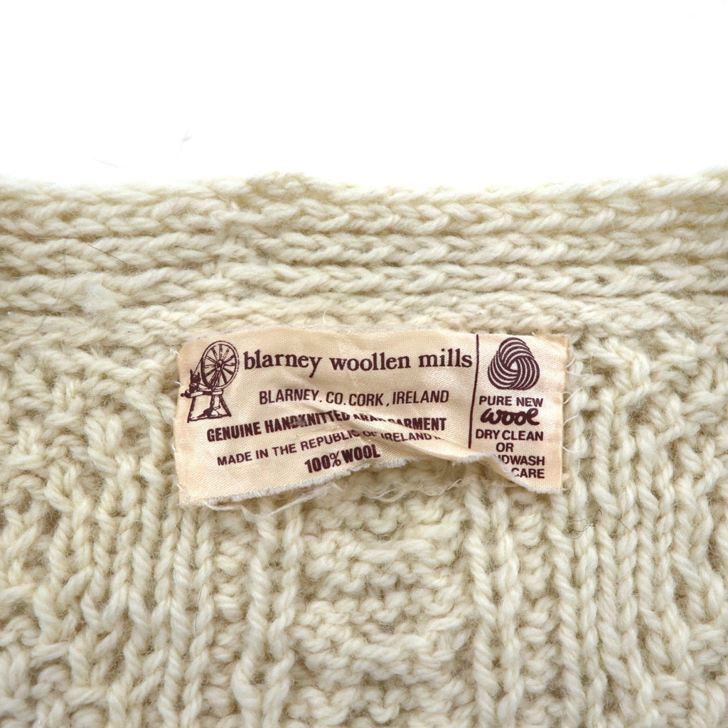 80s Irish Vintage Fisherman Knit Aran Knit Cardigan, Size M, Low Gauge, Covered Buttons, Blarney Woollen Mills, Made in Ireland