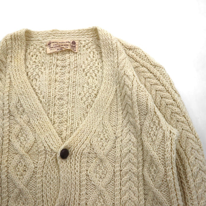 80s Irish Vintage Fisherman Knit Aran Knit Cardigan, Size M, Low Gauge, Covered Buttons, Blarney Woollen Mills, Made in Ireland