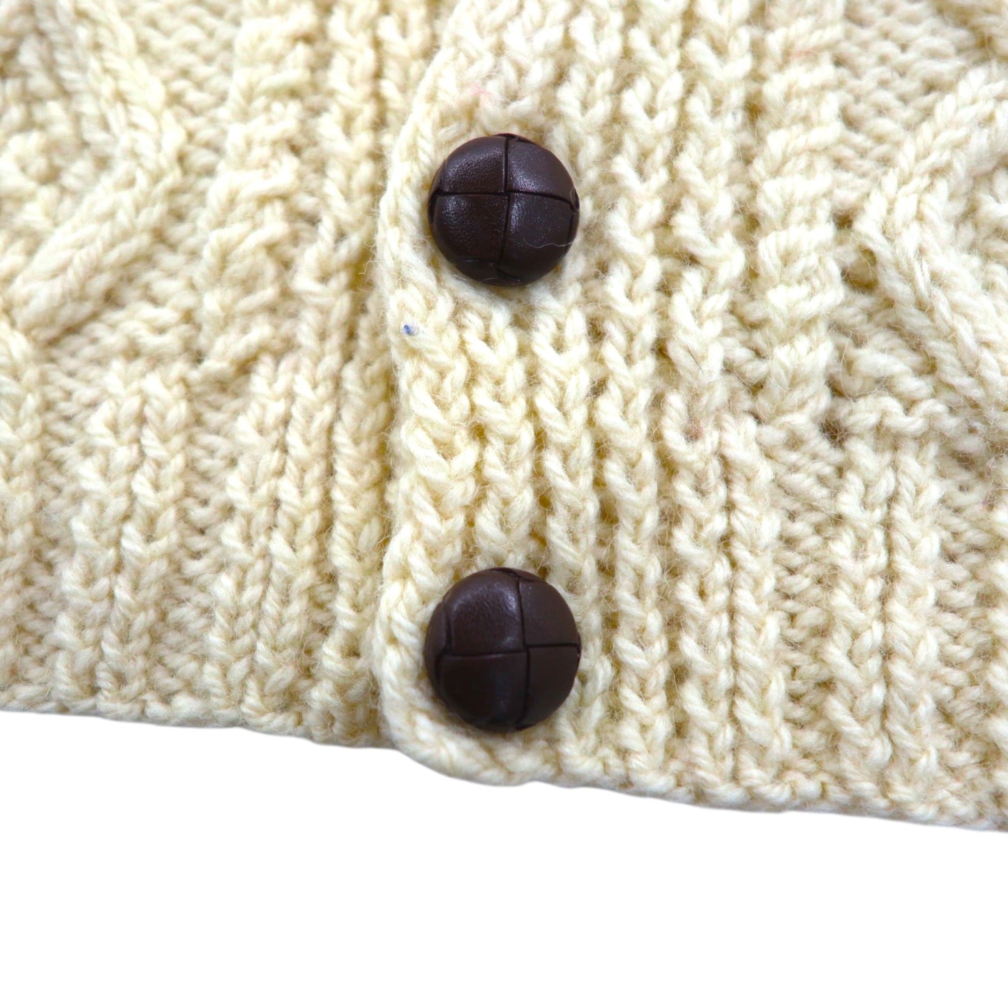 80s Irish Vintage Fisherman Knit Aran Knit Cardigan, Size M, Low Gauge, Covered Buttons, Blarney Woollen Mills, Made in Ireland