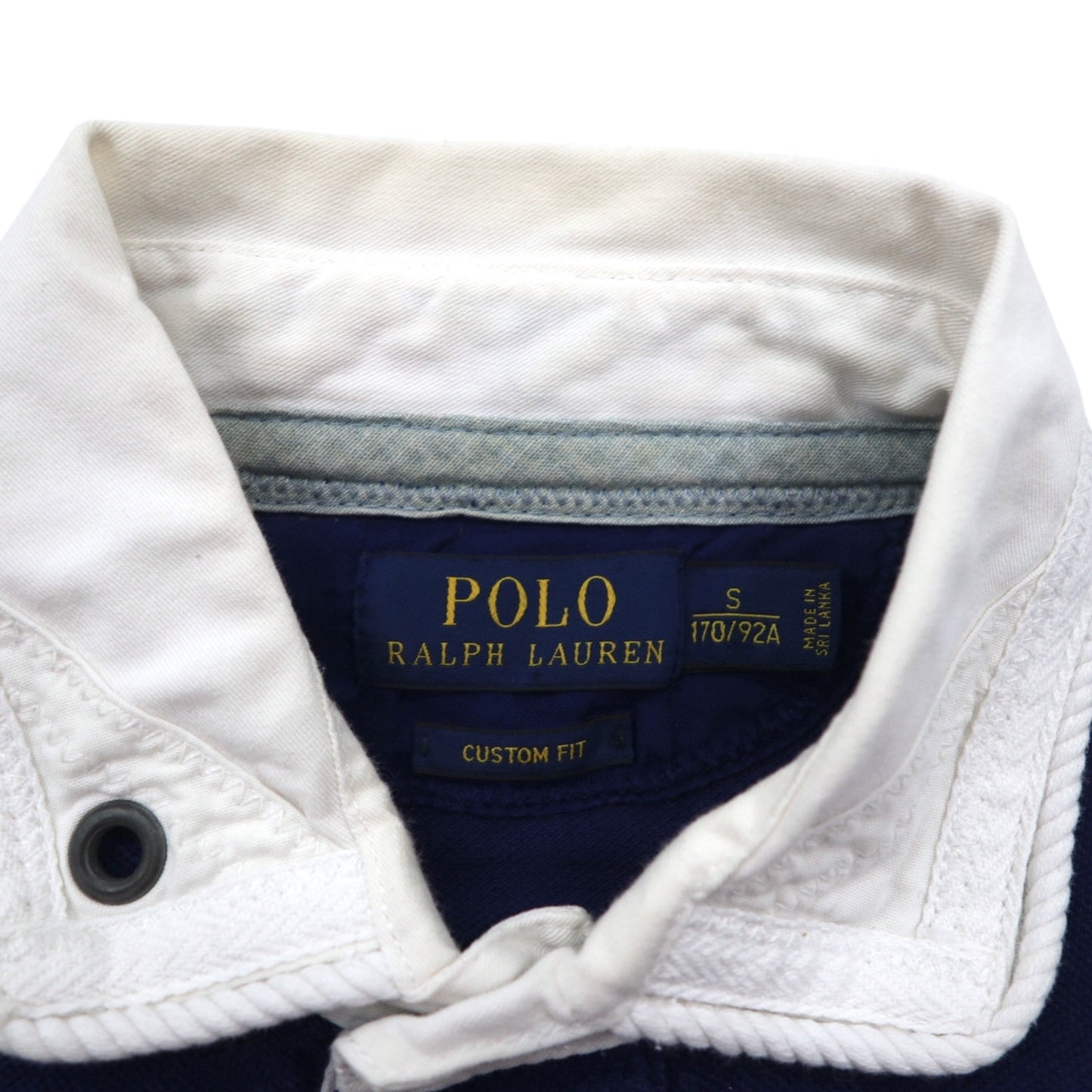 POLO RALPH LAUREN ボーダー ポロシャツ S ネイビー ボーダー 鹿の子 エンブレムロゴ刺繍 RLYC