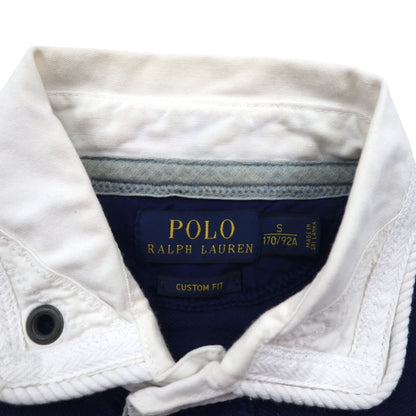 POLO RALPH LAUREN ボーダー ポロシャツ S ネイビー ボーダー 鹿の子 エンブレムロゴ刺繍 RLYC