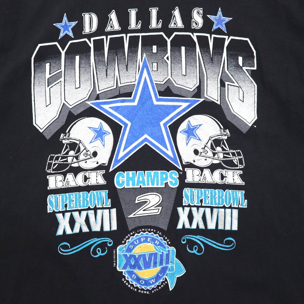 Vintage 90s USA Made T-Shirt anvil 90年代 USA製 NFLプリント Tシャツ XL ブラック DALLAS COWBOYS