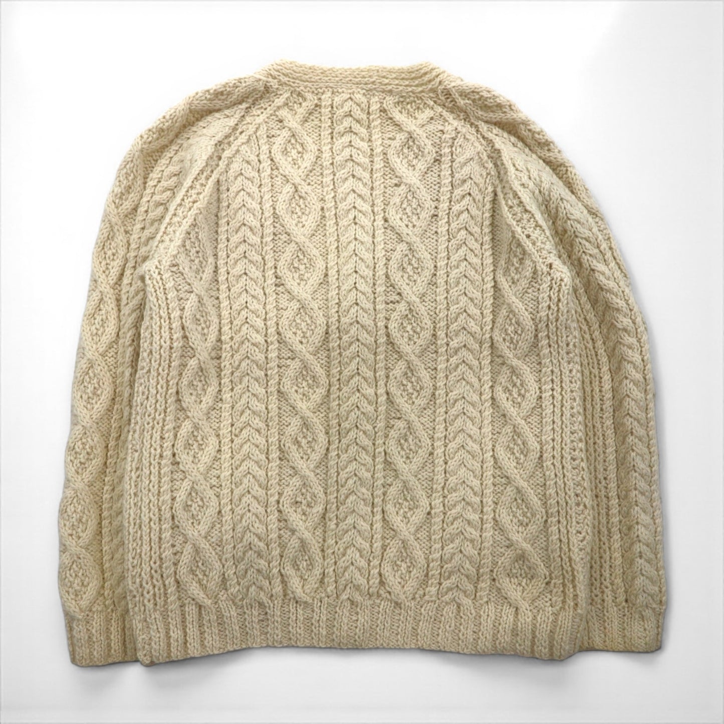 80s Irish Vintage Fisherman Knit Aran Knit Cardigan, Size M, Low Gauge, Covered Buttons, Blarney Woollen Mills, Made in Ireland