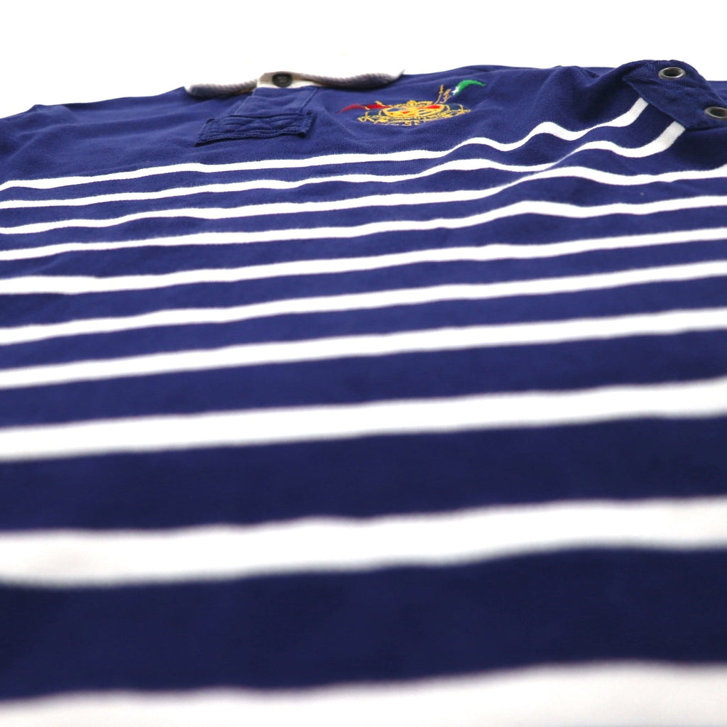 POLO RALPH LAUREN Striped Polo Shirt, Size Small, Navy, Striped, Pique, Embroidered Emblem Logo, RLYC