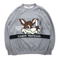 90s Hardy Thomass Character Embroidered Sweatshirt, Medium, Grey, Cotton