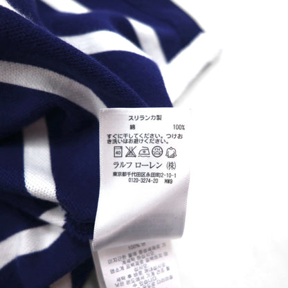 POLO RALPH LAUREN ボーダー ポロシャツ S ネイビー ボーダー 鹿の子 エンブレムロゴ刺繍 RLYC
