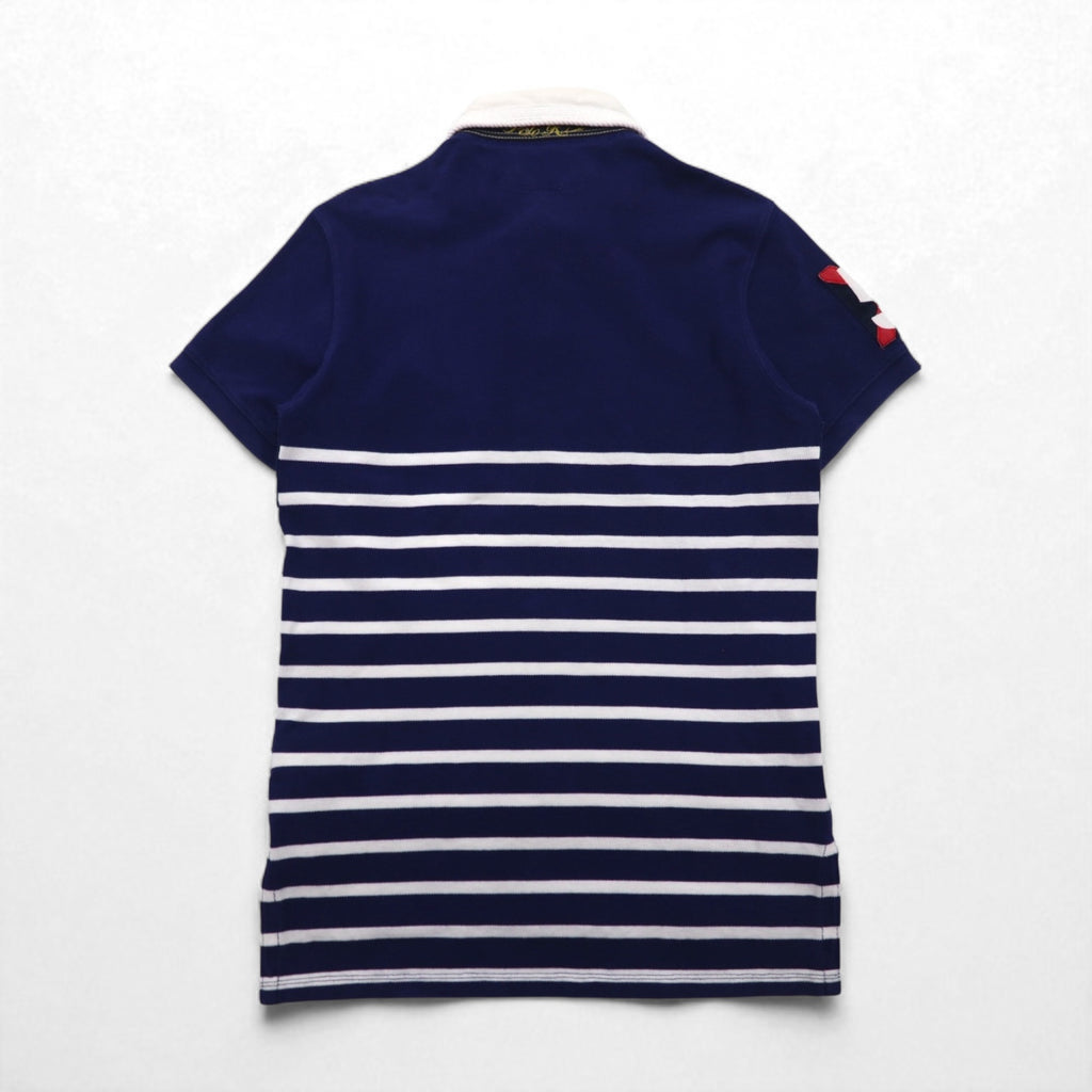 POLO RALPH LAUREN Striped Polo Shirt, Size Small, Navy, Striped, Pique, Embroidered Emblem Logo, RLYC