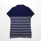 POLO RALPH LAUREN Striped Polo Shirt, Size Small, Navy, Striped, Pique, Embroidered Emblem Logo, RLYC