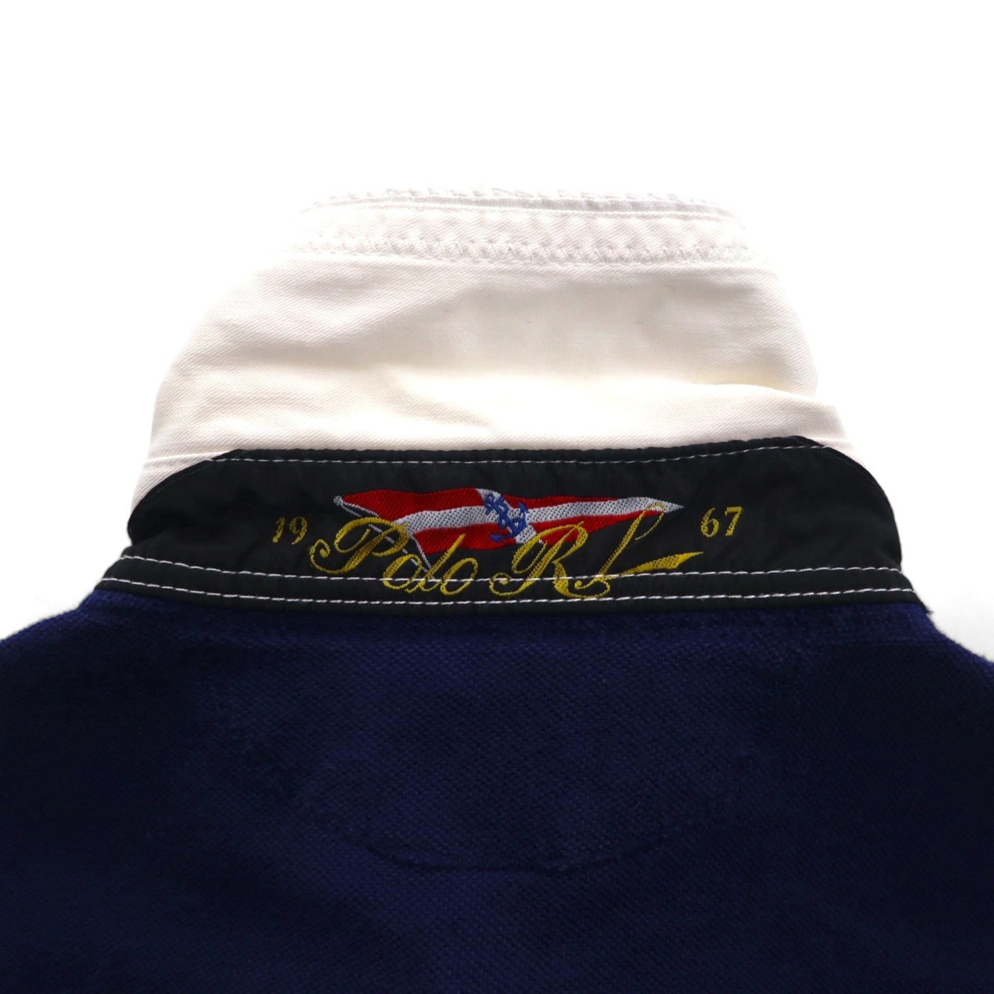 POLO RALPH LAUREN ボーダー ポロシャツ S ネイビー ボーダー 鹿の子 エンブレムロゴ刺繍 RLYC