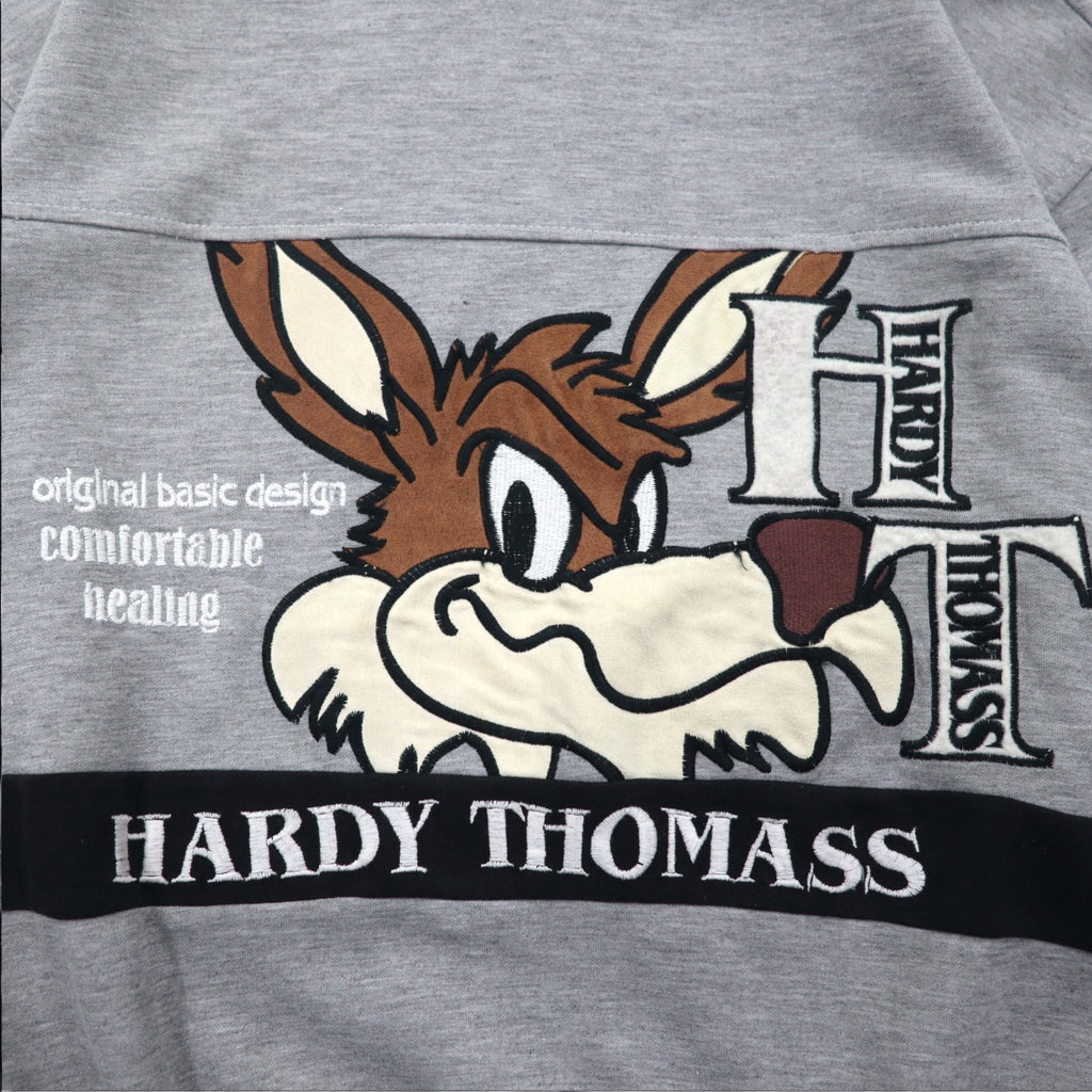 90s Hardy Thomass Character Embroidered Sweatshirt, Medium, Grey, Cotton