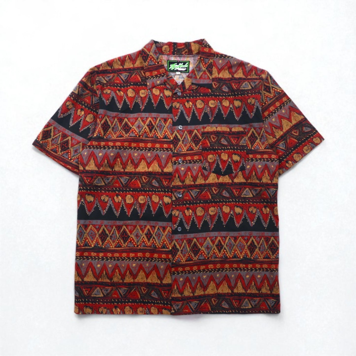 Flying Hawk 90年代 半袖 ボックスシルエット オープンカラーシャツ L マルチカラー 総柄 日本製