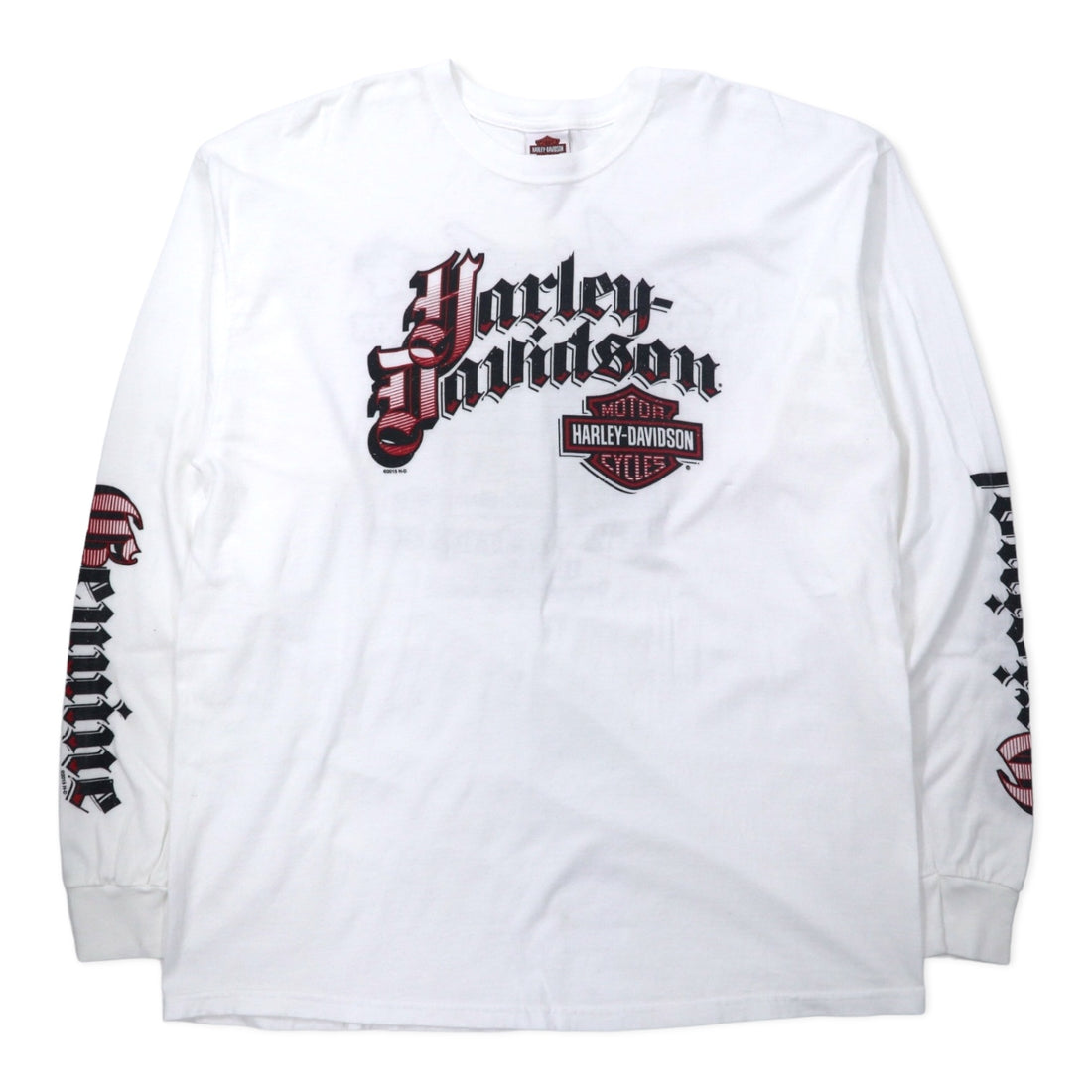 日本然リトテ-古着オンライン-HARLEY DAVIDSON ロゴプリント ロングスリーブ Tシャツ ロンT XXL ホワイト コットン 両面プリント 袖ロゴ DFW Metroplex Bedford ビッグサイズ メキシコ製-HARLEY DAVIDSON Logo Print Long Sleeve T-Shirt Long T-shirt XXL White Cotton Double Sided Print Sleeve Logo DFW Metroplex Bedford Big Size Mexico Made
