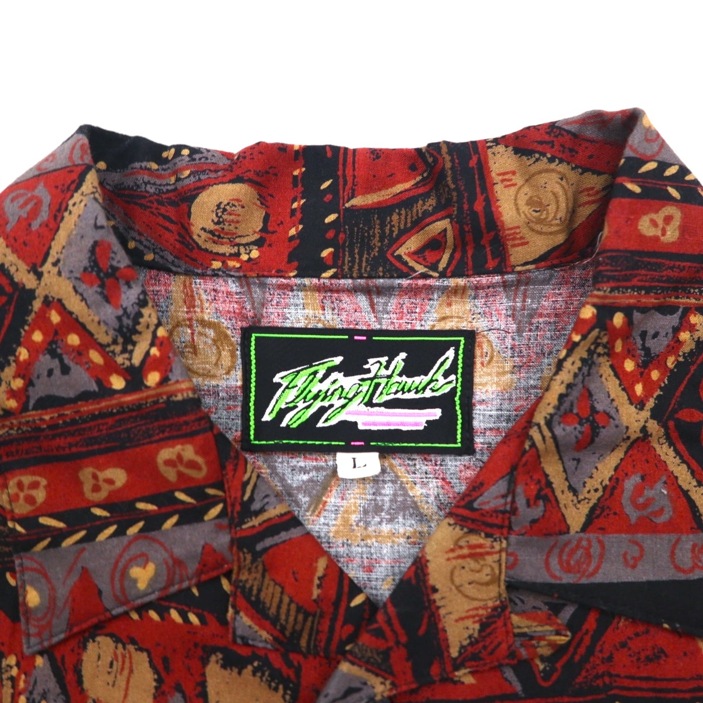 Flying Hawk 90年代 半袖 ボックスシルエット オープンカラーシャツ L マルチカラー 総柄 日本製