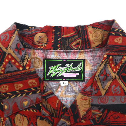 Flying Hawk 90年代 半袖 ボックスシルエット オープンカラーシャツ L マルチカラー 総柄 日本製