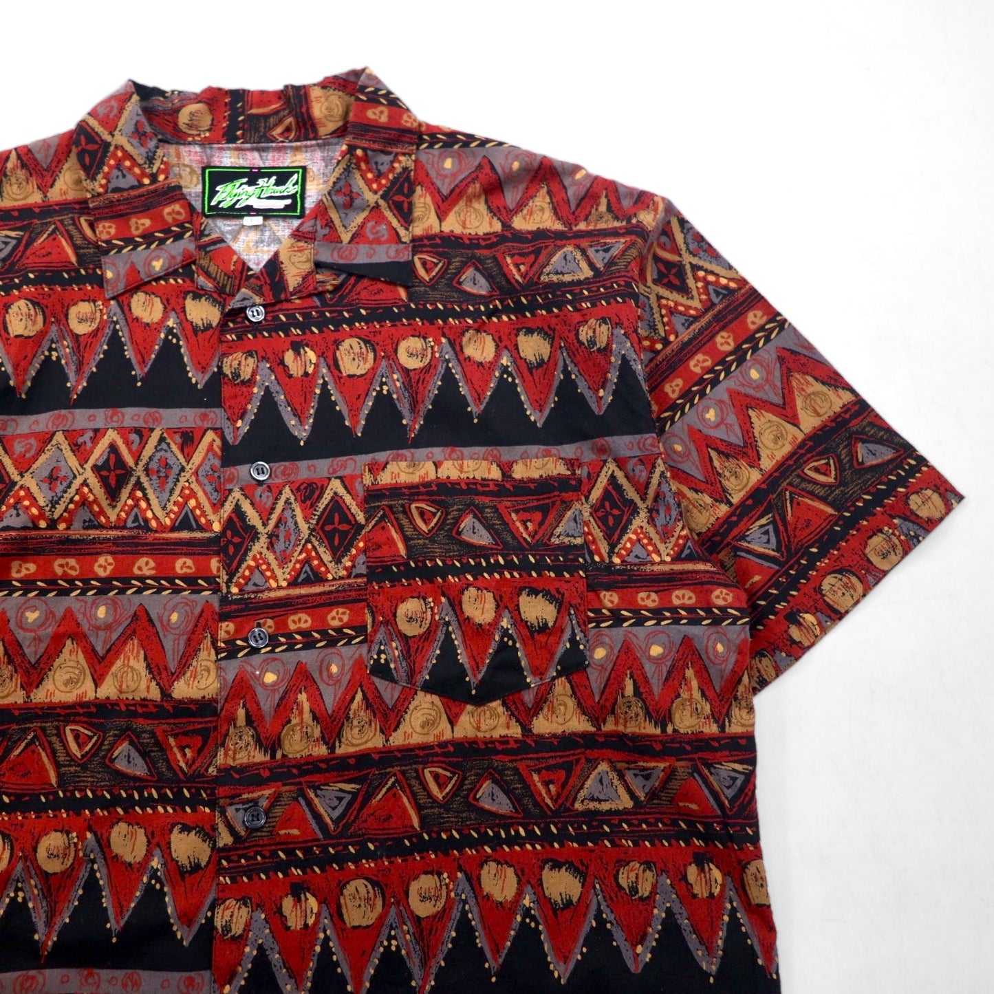 Flying Hawk 90年代 半袖 ボックスシルエット オープンカラーシャツ L マルチカラー 総柄 日本製