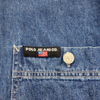 Polo Jeans Co. Ralph Lauren 90s Denim Work Shirt, Size M, Indigo, Double Pocket, LM237