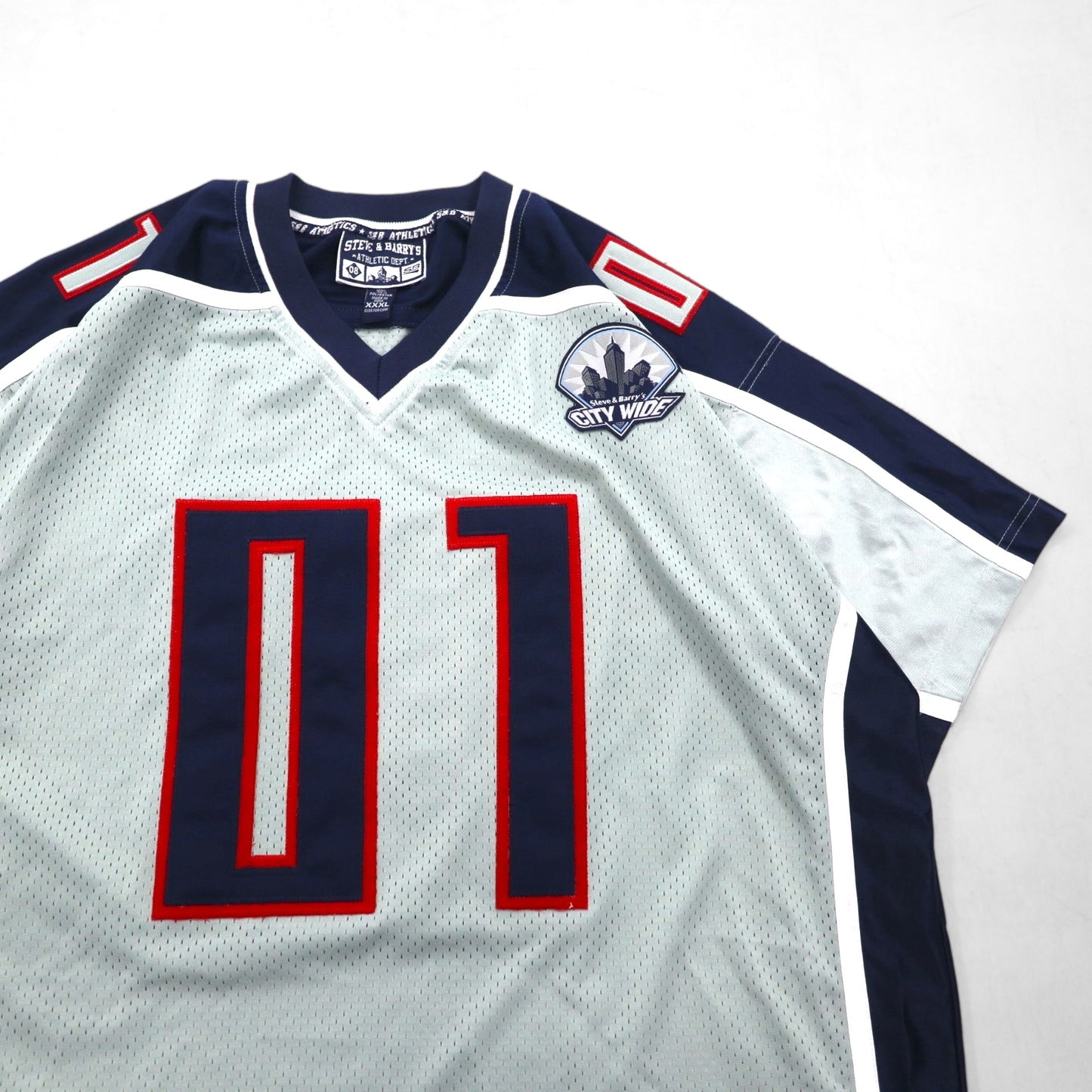 STEVE & BARRY'S ビッグサイズ ゲームシャツ 3XL グレー ポリエステル メッシュ ナンバリング