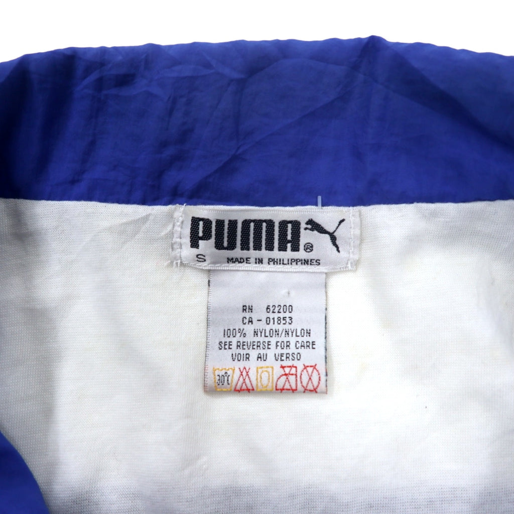 PUMA 90s Nylon Jacket S Blue Crazy Pattern Color Block One Point Logo Embroidery
